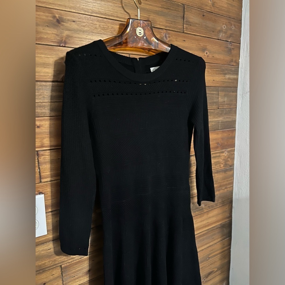 Eliza J Dress Womens Size M Black Crochet Eyelet Knit 3/4
Sleeves Back Zip - Picture 3 of 8